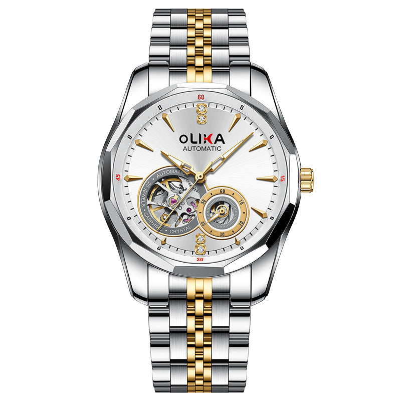 Men's Business Hollow Solid Steel Band Waterproof Mechanical Watch