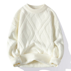 Men's Round Neck Pullover Casual Loose Thickened Sweater