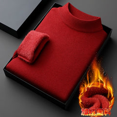 2023 Winter New Men's Half Turtleneck Plus Velvet Thickened Warm Casual Bottoming Sweater