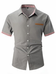 2024 New Fashion Men's Plaid Color Matching Business Casual Shirt