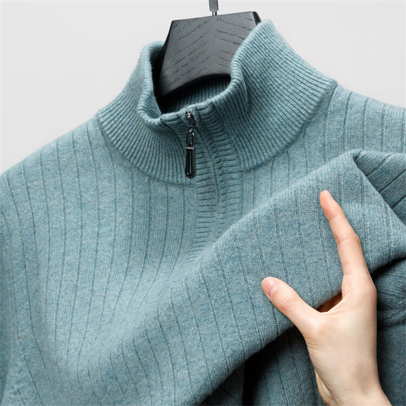 Men's Half Zip Solid Color Casual Sweater