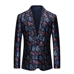 Men's Color Block Printed Casual Fashion Blazer