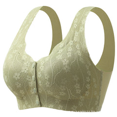 Button front plus size thin wire-free bra