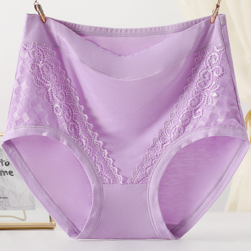 [6PCS] Large Size Antibacterial High Waist Tummy Control 100% Cotton Breathable Women's Panties