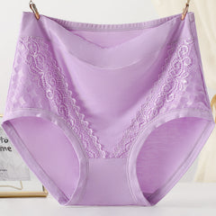 [6PCS] Large Size Antibacterial High Waist Tummy Control 100% Cotton Breathable Women's Panties