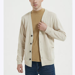 Men's High Quality Pure Cotton V-neck Casual Cardigan
