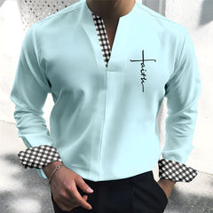 2024 Men's New Printed Collarless Casual Shirt