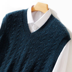 100% wool men's v-neck pullover vest