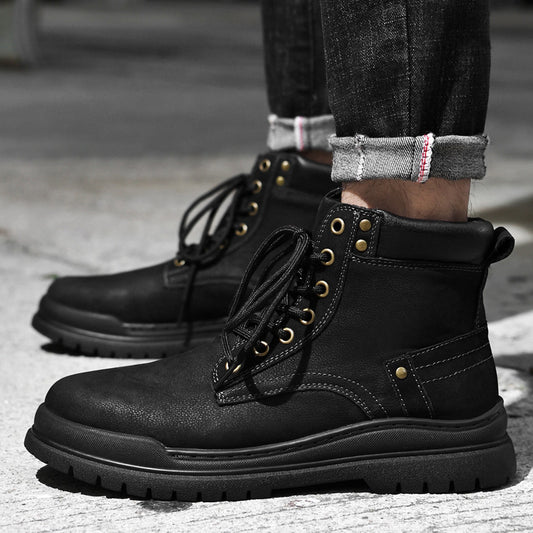 Men's New Winter Casual Mid-cut Leather Martin Boots