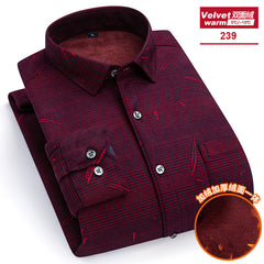 Men's Long-sleeved Double-sided Velvet Loose Casual Shirt