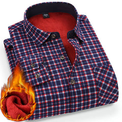 New Men's Winter Velvet Thickened Warm Double-sided Velvet Long-sleeved Shirt