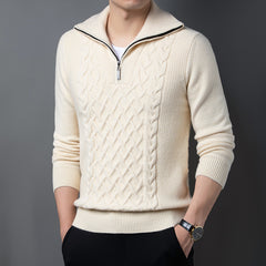 Thick lapel buttonhole thick needle zipper sweater