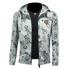 2024 Men's New Fashion Printed Casual All-match Hooded Jacket