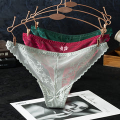 Low Waist Sexy Lace See-through Mesh Quick Dry Ultra-thin Thong