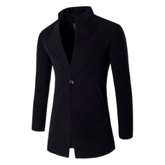 Men's Solid Color Slim Woolen Coat