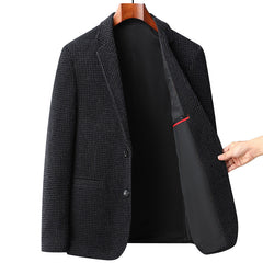 Men's Winter Houndstooth Nylon Elastic Thickened Casual Slim Fit No-iron Blazer
