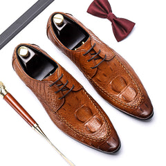 Men's Business Casual Crocodile Leather Shoes