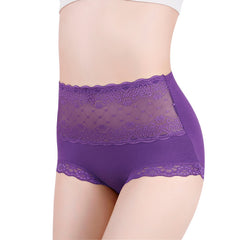 Ladies Pure Cotton High Waist Lace Breathable Plus Size Briefs