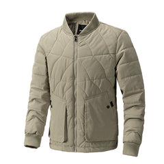 Men's Casual Warm Stand Collar Plaid Patchwork Cotton Coat