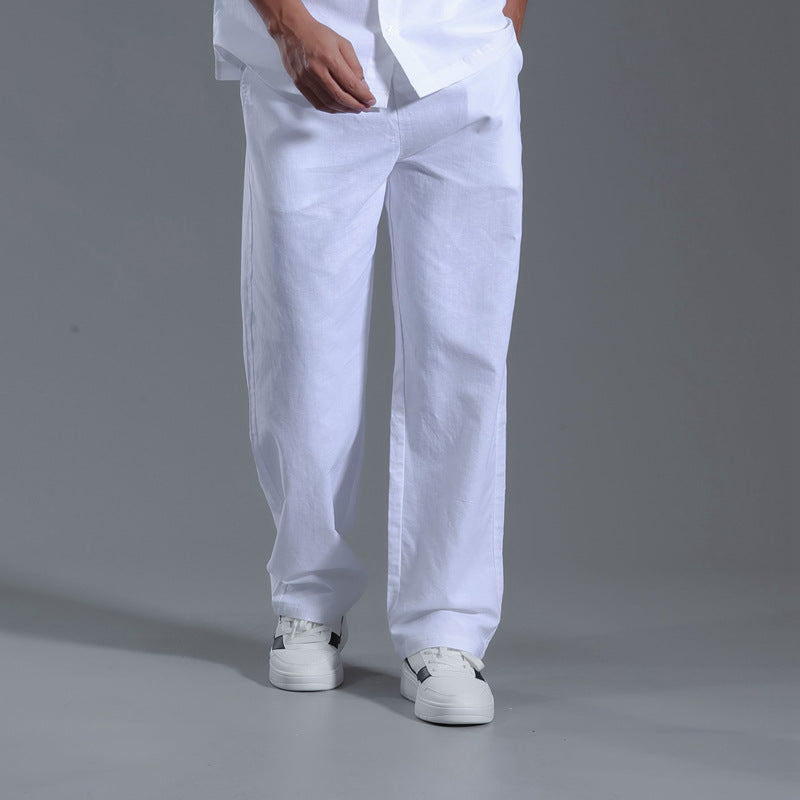 2024 Cotton and Linen Loose Straight Large Size Casual Trousers