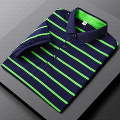 Men's Casual Short-sleeved Knitted Striped POLO Shirt