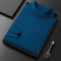 Men's Slim Fit Solid Color Half Turtle Collar Pullover Sweater