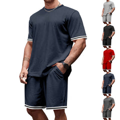 Summer Men's Simple and Versatile Solid Color Casual Sports Suit