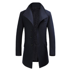 2023 Winter Cotton Long Business Stand Collar Woolen Coat