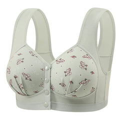 Front Button Large Size Wire-Free Printed Bra