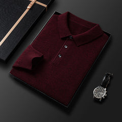 Pure wool sweater Men's casual lapel sweater