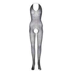 Men's one-piece fishnet stockings jacquard suspenders hollow