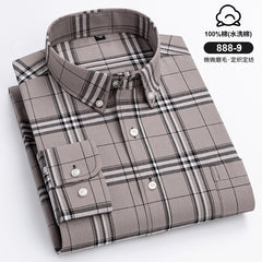 Men's Cotton Plaid Long Sleeve Shirt