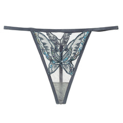 Bowknot Sexy Transparent Embroidered Thong
