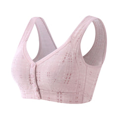 Front button plus size wireless bra