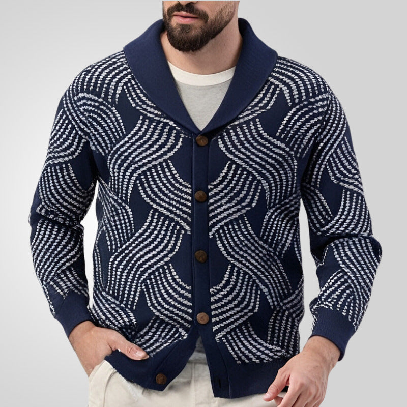Men's Jacquard Knitted Cardigan Sweater