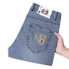 Loose straight embroidered casual jeans