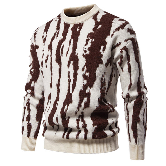 Men's Fashion Printed Casual All-match Round Neck Pullover Sweater
