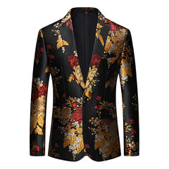 Men's Color Block Printed Casual Fashion Blazer