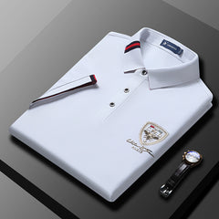 Men's Solid Color Mulberry Silk Casual Polo Shirt