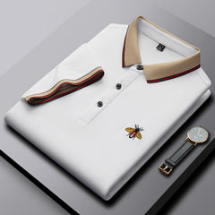 Summer Ice Silk Cotton Embroidered Bee Polo Shirt