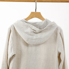 2024 New Casual Linen Loose Breathable Hooded Shirt