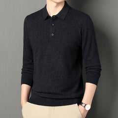 Men's Fashion Solid Color Lapel Casual Sweater