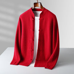 Men's Pure Retro Casual Tang Suit Button Wool Cardigan