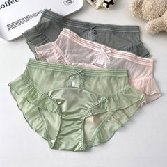 Sexy Lace Transparent Mesh Ruffle Panties