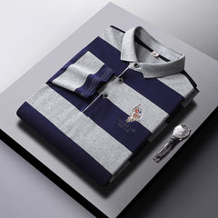 Men's Business Striped Long-sleeved Polo Shirt