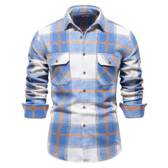 Men's Business Fashion Plaid Long Sleeve Shirt