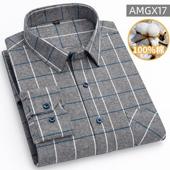 Men's 100% Cotton Fashion Casual Thickened Plaid Shirt