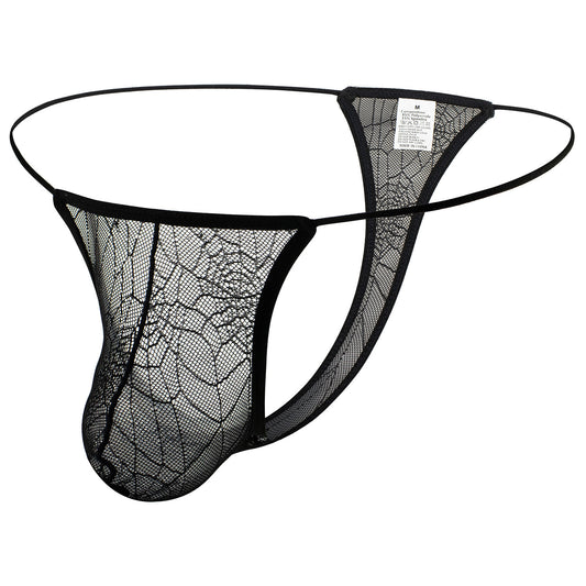 Men's Lace Spider Web Jacquard Pouch Briefs