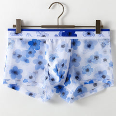 2023 New Men's Ultra-thin Transparent Mesh Ice Silk Printing Breathable Panties