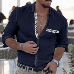 2024 Men's Fashion Printed Long Sleeve Casual Shirt